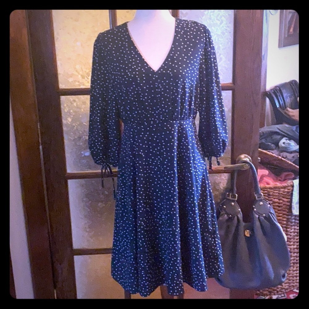 Greenish Black polka dot dress size medium NWOT